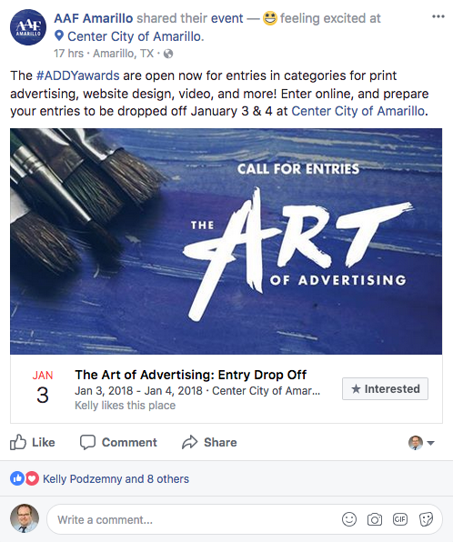 A "The Art of Advertising" Facebook Post